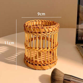 Yusenyi bamboo brush storage tube desktop storage box eye shadow eyebrow pencil brush pen holder skin care product storage rack bamboo storage tube + trumpet