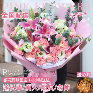 Xinyi flower express roses and carnations bouquets as gifts for mom and elders nationwide flower delivery in the city 19 carnations and lily mixed bouquets