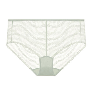 Lanzhuoli thin and breathable underwear women's mid-low waist boxer briefs french lace cotton bottom comfortable shorts light gray green m (160)