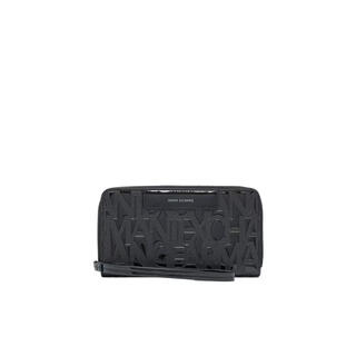 Armani exchange women's zipper wallet storage anti-slip zipper portable and portable polyester fiber black black one size