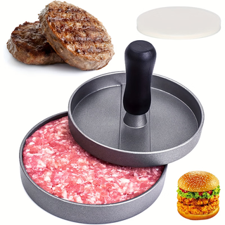 Shantou lincun hamburger meat press steak mold homemade round cake press artifact fried shrimp cake food supplement tool black handle 150g