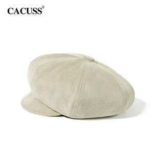 Cacuss spring beret spring newsboy hat women's octagonal hat face-showing small hat fashionable and elegant beret light khaki_gentle temperament one size fits all (56-58cm)