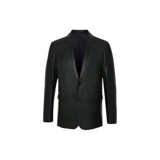 Satchi solid color suit collar single-breasted long-sleeved leather jacket men's black black one size 52