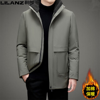 Lilanz brand men's cotton thickened winter men's middle-aged and long removable hooded men's jacket down jacket 3019 beige gray m 170/88a recommended (100-120 jin jin equals 0.5 kg)