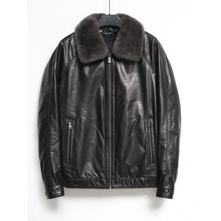 Xiaohongshu popular high-end genuine leather jacket for men with lapel, middle-aged and elderly winter down leather jacket 25228 black rabbit fur collar with goose down liner l 105-115jin jin is equal to 0.5 kg