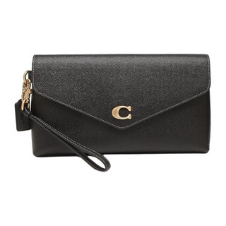 Coach wyn 27 solid color snap button flip closure inner zipper pocket multi-card slot grain leather wrist bag handbag default basic package (bag + dust bag)