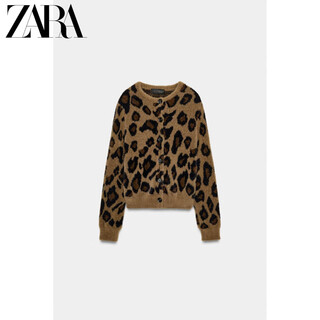 Zara official flagship 2025 winter women's long-sleeved round neck leopard print sweater 6771157 051 leopard print xs (160_80a)