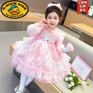 G.duck girls melody princess dress 2025 spring new children's lolita dress fashionable little girl puff skirt melody pink 90 cm