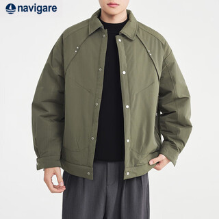 Navigare italian dinghy men's anti-splash workwear style cotton coat for men 2025 winter new shirt collar men's cotton coat army green l