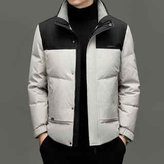 Lilanz новая зимняя куртка на белом утином пуху, мужская модная повседневная короткая утолщенная теплая куртка с воротником-стойкой кремового цвета m