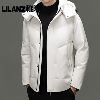 Lilanz men's winter 90 white duck down jacket youth fashion trend hooded thickened warm jacket l top men's white l (180)