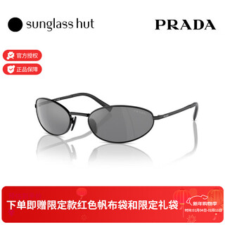 Prada/prada new spring and summer sunglasses women's sunglasses oval glasses 0pr a59s black frame/silver gray mirror lens 1ab60g