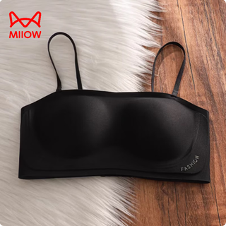 Miiow seamless tube bra women's small breast gathering to show bigger non-slip support strapless top wrap chest no wire ring beautiful back bra black s 70ab 70-90jin jin is equal to 0.5kg