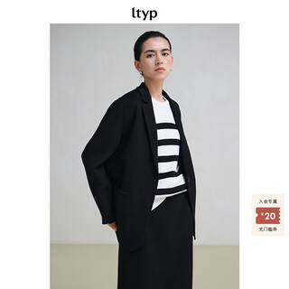 旅途原品ltyp 100%初剪羊毛手工双面呢西装经典通勤翻领外套女春 经典黑 L