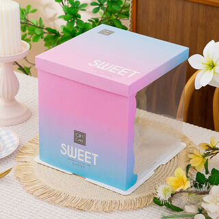 Translucent 6 six 8 eight 10 ten 12 twelve inches full size single double layer heightening birthday box packaging box translucent - gradient color 50 sets large 12 inches heightening 36*36*37cm