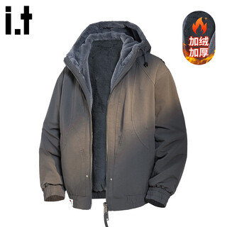 Chocoolate it american fashion brand high-end warm hooded jacket men's winter velvet thickened comfortable casual versatile jacket dark gray m recommended 105-120jin jin equals 0.5 kg