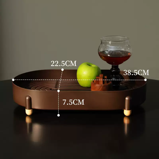 Yusen yitai high-end tray teacup design original household tea tray new contrasting color drained fruit tray light luxury cocoa brown