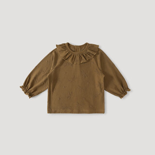Bali piggy avocado bamboo fiber baby girl t-shirt spring and autumn girls long sleeve ruffle clothes four seasons children's top caramel 73