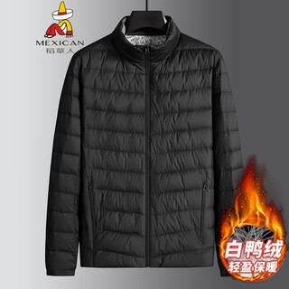 Scarecrow fat brother 2025 winter new men's down jacket plus size extra size fashion casual stand collar lightweight down jacket black l