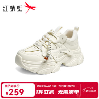 Red dragonfly dad shoes 2026 spring new women's shoes thick sole fashion casual shoes lace-up sports shoes women's shoes wtb16054 beige 35