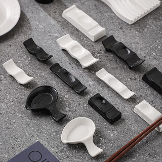 Bairunju ceramic chopstick holder tableware accessories two-purpose three-purpose hotel restaurant table holder pillow chopstick holder spoon holder chopstick pad dark night black no. 12 chopstick holder no specifications