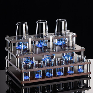 Qiaobo lai high-end blue mountain white wine glass set, household light luxury glass small wine cup, wine divider and wine set, 6 pots, 6 cups, three-layer rack, blue mountain wine divider + blue mountain cup 100ml