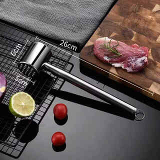 Woxuan 304 stainless steel meat loosening hammer, household beef hammer, steak beating tool, meat tenderizer hammer beater, marinated meat artifact 304 stainless steel - ordinary model (weighs about 400g)