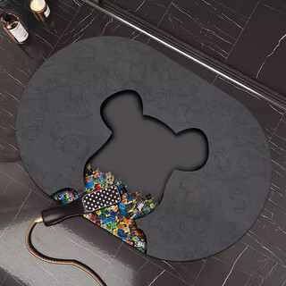 Yong huan tide brand bear soft diatom mud absorbent mat bathroom floor mat non-slip mat bathroom door mat carpet toilet door mat trendy bear gray oval 40x60cm water absorbent and quick drying