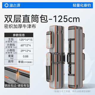Fishing source fishing rod bag fishing gear bag fishing bag portable fishing gear fishing rod storage bag thickened water-repellent large capacity storage rod bag stainless steel edge 125cm double layer