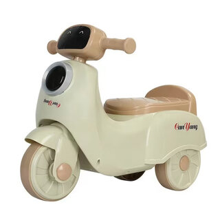 Children's scooter 1-3-6 years old boys and girls toddler tricycle skateboard 2-year-old baby balance car high view off-white with music light + black lampshade