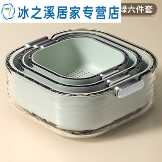 Junmo sink drain basket kitchen living room household fruit plate simple double-layer plastic vegetable basket 90% family choice mint green - small, medium and large - double layer drain basket 6 pieces