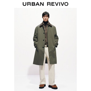 Ur2026 spring new men's fashion retro bath style contrast color lapel long windbreaker umf160013