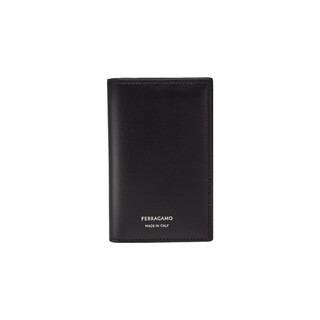 Ferragamo letter logo flip closure palm calfskin card holder men's black tu