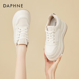 Daphne daphne thick-soled height-increasing white shoes for women 2025 new lightweight soft-soled casual shoes for small people to increase height beige color single layer heel height 8.5cm 37 (235mm) standard size