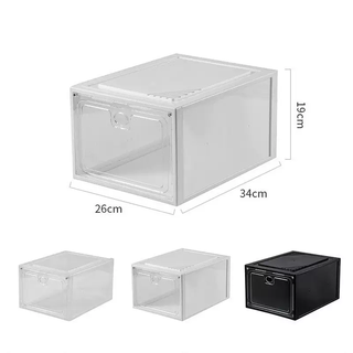 Yusen memory box shoe box pp shoe cabinet combination thickened transparent plastic drawer shoe flip dustproof acrylic storage shoe box front opening pp-acrylic front opening transparent 34x26x19cm