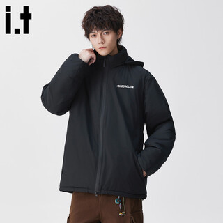 Chocoolate it autumn and winter new hooded cotton jacket men's american fashion brand retro cold-proof warm loose casual versatile jacket black 2xl recommended 155-170jin jin equals 0.5 kg