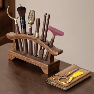 Pupan tea ceremony stand six gentlemen set tea scissors walnut solid wood tea table tea table kung fu tea accessories complete collection of wood 8 accessories walnut tea ceremony stand + wood 6 accessories + tea scissors + tea towel
