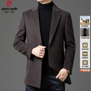 Pierre cardin woolen coat men's mid-length thickened warm removable liner business casual double-sided woolen coat jacket men y5815 purple suit collar removable liner 4xl 195 size recommended 191-210jin jin equals 0.5 kg