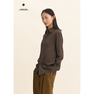 Amash new women's classic slim shirt fashionable and versatile 530048 brown s (2)
