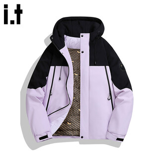 Chocoolate it american splicing design casual versatile cotton jacket for men winter new thickened warm hooded jacket black purple m recommended 100-130jin jin equals 0.5 kg
