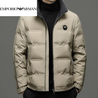 Emporio armani armani autumn and winter down jacket men's white duck down thickened long-sleeved high-end stand-up collar lightweight warm jacket khaki 3xl 190