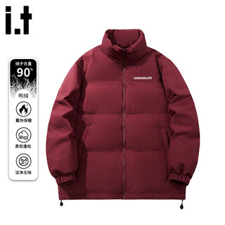 Chocoolate it trendy brand burgundy casual versatile jacket men's new winter cold-proof and warm stand-up collar down jacket burgundy s recommended 80-115jin jin equals 0.5 kg