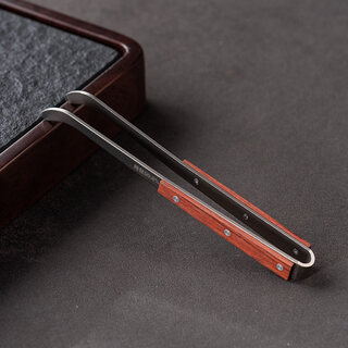 Lion aokang high-end pure titanium tea clip cup clip household ebony light luxury kung fu tea set accessories tea cup clip tweezers cup clip pure titanium tea clip rosewood handle length 17cm