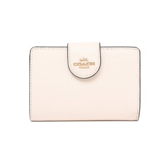 Coach corner zip 13 snap storage leather card holder wallet medium women's white default basic pack (bag + dust bag)