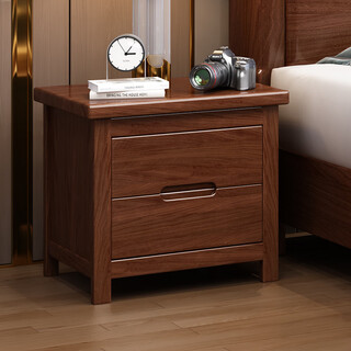 Yangyi walnut solid wood double bed new chinese style simple modern 1.8m home storage bed new 50 series bedside table