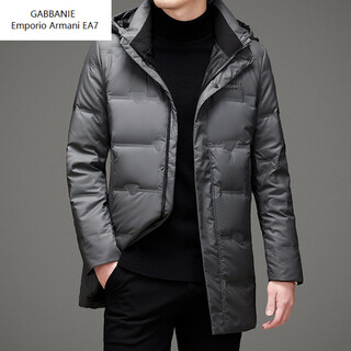 Emporio armani ea7 armani 2026 winter neue herren-daunenjacke mittellang, modisch, abnehmbare kapuze, weiße entendaunen, lässig, außen, grau, m 170