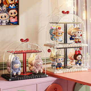 Fantasy pendant display box transparent plush doll doll figure blind box storage display stand transparent milk + arc style bracket style/no installation ready to use out of the box