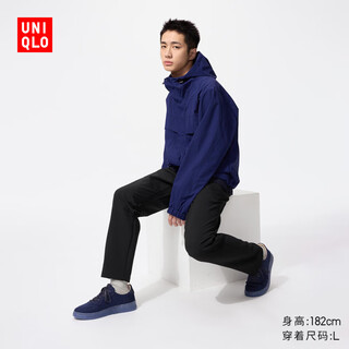 Uniqlo men's stretch trousers/fleece lined casual pants regular style 25 autumn and winter new style 479372 09 black xl/180/96b