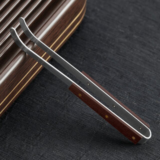 Other pure titanium solid wood tea clips, non-slip, high-end tea making tools, tea leaf clips, tea cup clips, tweezers, kung fu tea set accessories 1. stainless steel model, wood-dexin tea clips