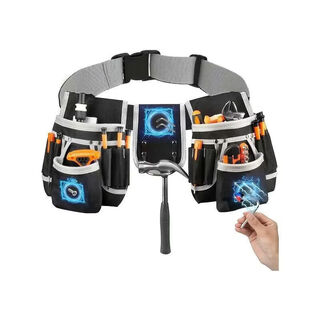 Vinoa heavy-duty oxford cloth tool bag electrician multi-functional waterproof combination tool belt shoulder strap hardware tool bag gray black (practical and wear-resistant)
